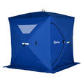 Outsunny 2 4 People Ice Fishing Shelter, Pop Up Portable Ice Fishing Tent With Carry Bag, Two Doors, Windows And Vents, Ice Shanty For Winter Fishing, Blue Blue Fabric