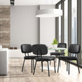 Dining Chairsupholstered Mid Century Modern Kitchen Dining Room Accent Chairs With Faux Leather Cushion Seat & Metal Legs For Kitchen, Living Room Black Set Of 2 Black Abs Rubber Steel Q235