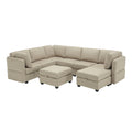 Modular Sectional Sofa With Storage Seat Oversized U Shaped Couch With Reversible Chaise Sofa Set With Ottoman,Ultimate Comfort 6 8 Seater Couches With Adjustable Arms And Backs For Living Room Beige Beige Polyester 6 Seat