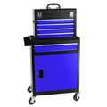 5 Drawer Rolling Tool Chest, High Capacity Tool Storage Cabinet W Lockable Wheels, Anti Slip Liner, Detachable Tool Box Organizer, Rolling Tool Cabinet Black Blue Steel