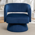 Swivel Barrel Chair, Velvet Accent Armchair 360 Degree Swivel Club Chair For Living Room Bedroom Reception Room Blue Foam Velvet