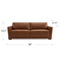 Mary Leather Sofa Brown Memory Foam Genuine Leather 2 Seat