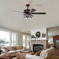 52 Inch Crystal Chandelier Fan With Lights And Remote Control, Modern Ceiling Fan With Dual Finish Reversible Blades, Fandelier For Living Room, Dining Room, Bedroom, Family Room, Matte Black Matte Black American Traditional,Antique,Classic,Contemporary