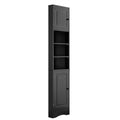 Multi Functional Corner Cabinet Tall Bathroom Storage Cabinet With Two Doors And Adjustable Shelves, Open Shelf, Black Black Mdf