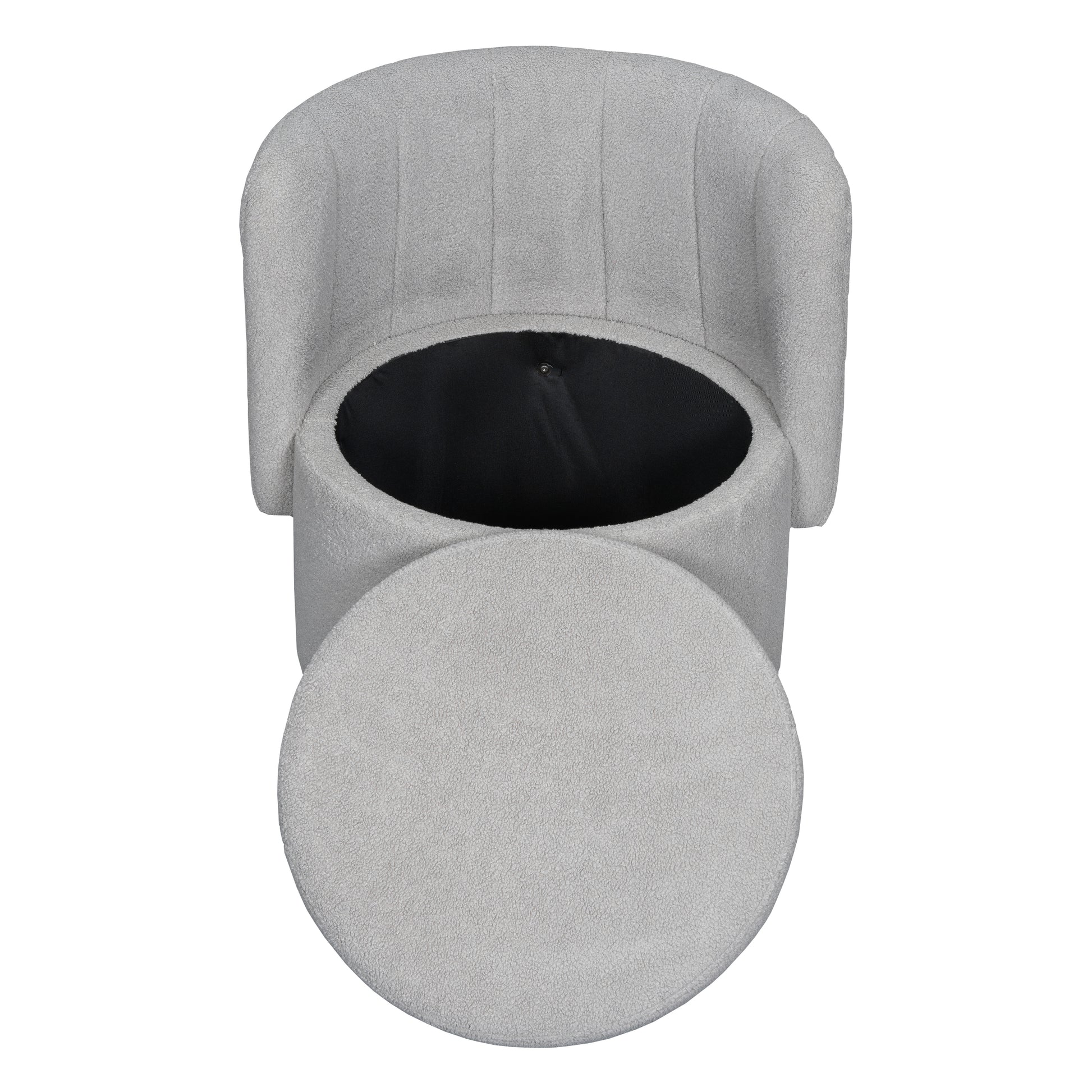 360 Degree Swivel Back Sofa Chair With Storage Space, Suitable For Bedroom And Living Room Gray Gray Boucle