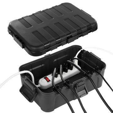 Large Outdoor Electrical Box 12.5 X 8.5 X 5 Inch , Ip54 Waterproof Extension Cord Cover Weatherproof, Protect Outlet, Plug, Socket, Timer, Power Strip, Holiday Light Decoration, Black Black Polypropylene