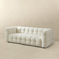 Morrison Sofa Cream Boucle Cream,White Wood Tufted Back Mid Century Modern Boucle,Solid Wood 3 Seat
