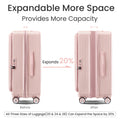 Luggage Sets 3 Piece 20 24 28 , Expandable Carry On Luggage With Tsa Lock Airline Approved, 100% Pc Hard Shell And Lightweight Suitcase With Front Pocket And Spinner Wheels Pink Pc