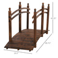 Outsunny 7.5' Fir Wood Garden Bridge Arc Walkway With Side Railings, Perfect For Backyards, Gardens, & Streams, Carbonized Brown Wood