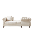 81 Inch Chenille Face To Face Chaise Lounge With Two Pillows,Nailhead Trim,Button Tufted Design And Rolled Arms For Lounge, Living Room And Office Beige Chenille 1 Seat