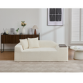 Arrived 2 Piece Boucle Cloud Sofa Set, Upholstered Sofa Set, Modern 3 Seater And 2 Seater Sofa With Mdf End Table For Living Room ,Apartment,3 2 Couch,Boucle,Beige Beige Polyester Primary Living Space Soft Tight Back Modern Square Arms Foam Upholstered 5