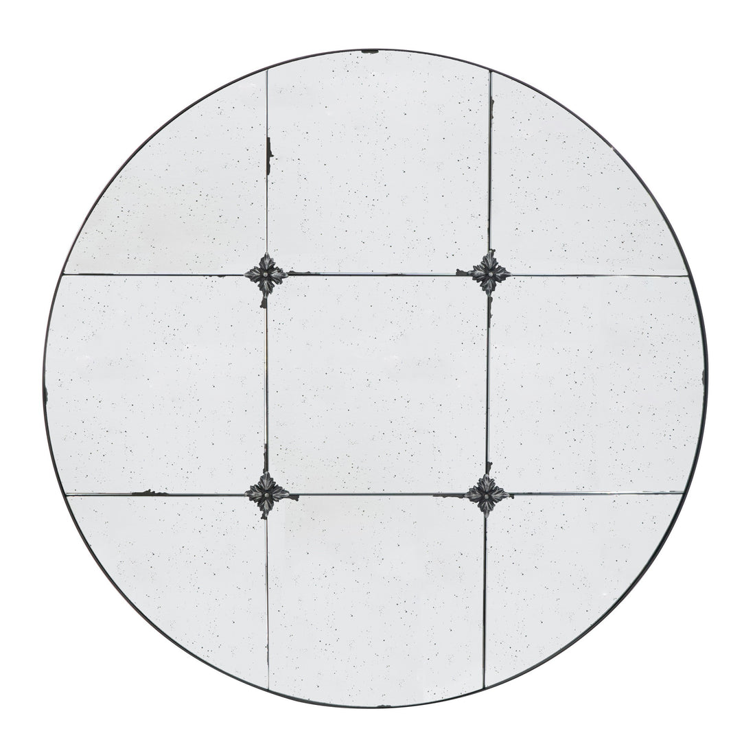 Elk 36 Inch Accent Wall Mirror, Antique Black Round Metal Frame, Baroque Black Iron