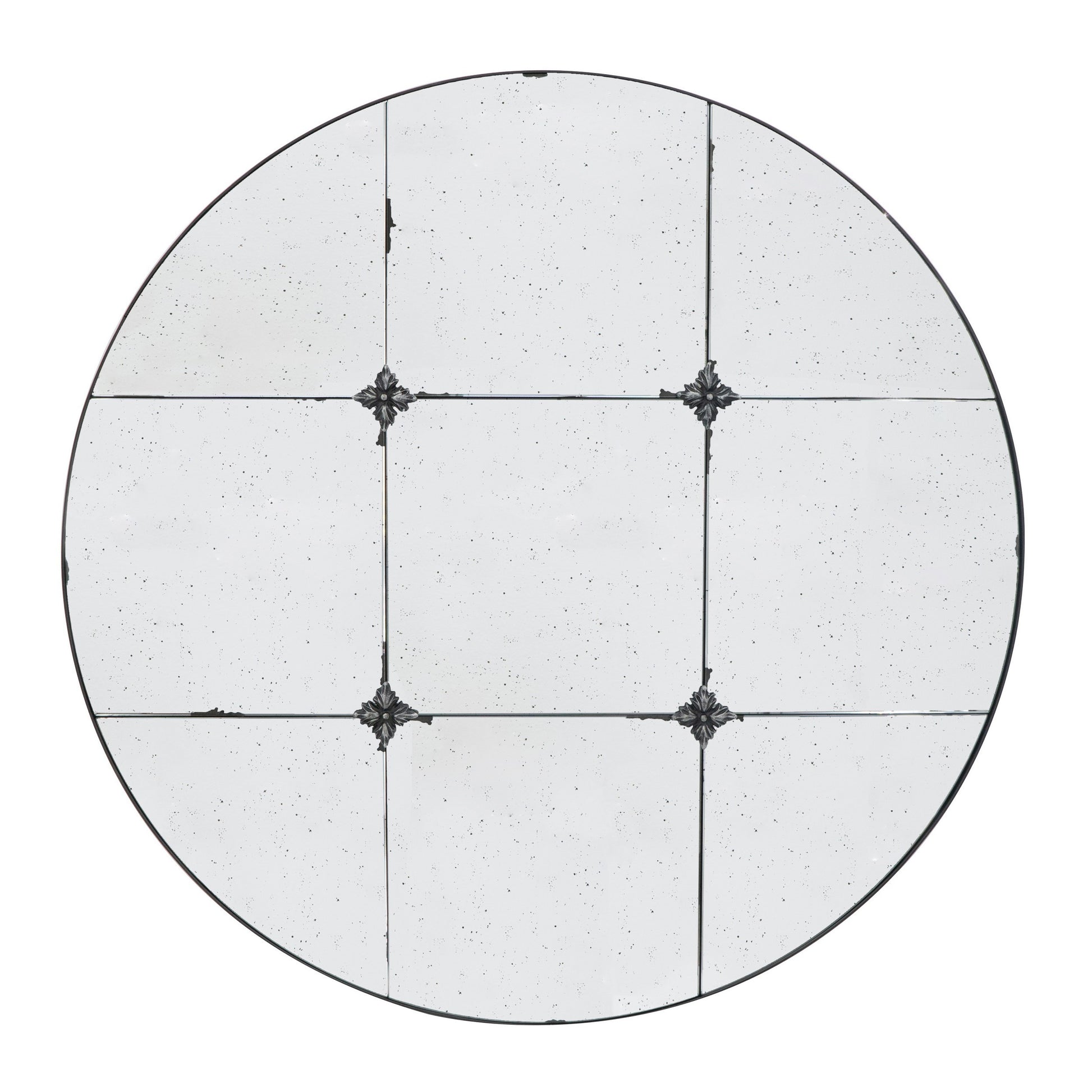 Elk 36 Inch Accent Wall Mirror, Antique Black Round Metal Frame, Baroque Black Iron