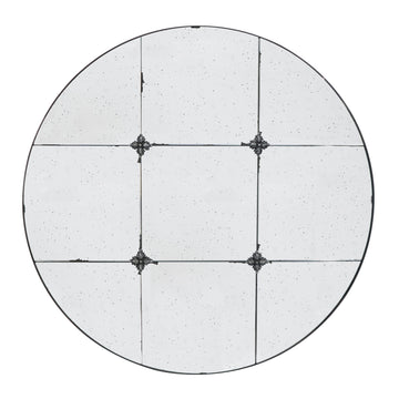 Elk 36 Inch Accent Wall Mirror, Antique Black Round Metal Frame, Baroque Black Iron