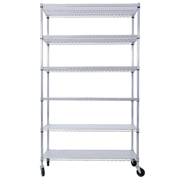 6 Tier 6000Lbs Capacity Nsf Metal Shelf Wire Shelving Unit, Heavy Duty Adjustable Storage Rack With Wheels & Shelf Liners For Commercial Grade Utility Steel Storage Rack, Chrome 82"H X 48"L X 18"D Chrome Metal
