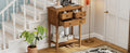 Narrow Console Table, Slim Sofa Table With Three Storage Drawers And Bottom Shelf Natural Natural Solid Wood Mdf