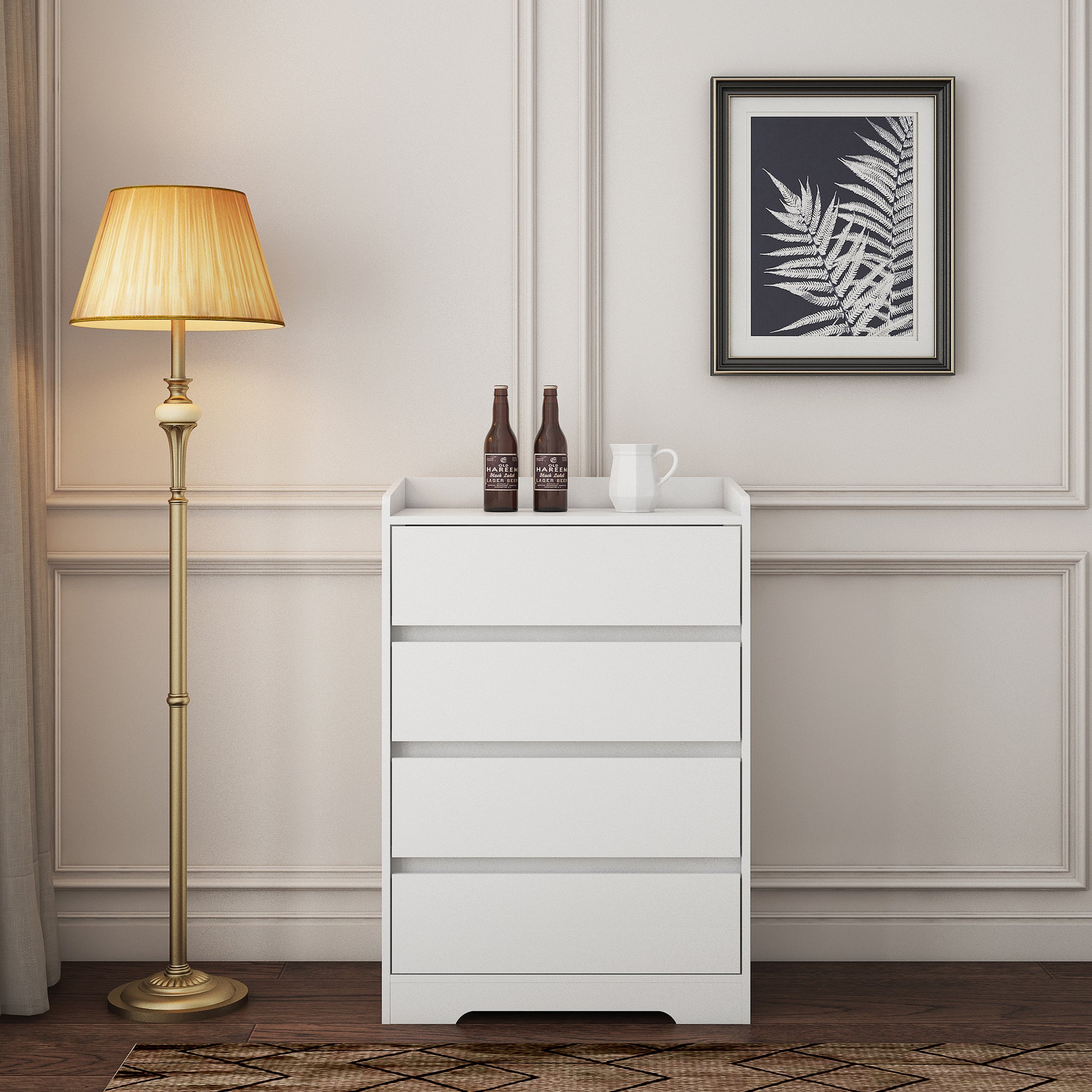 4 Drawer Dresser, Chest Of Drawers Without Handle, White Dresser For B 4 Drawer Dresser, Chest Of Drawers Without Handle, White Dresser For B