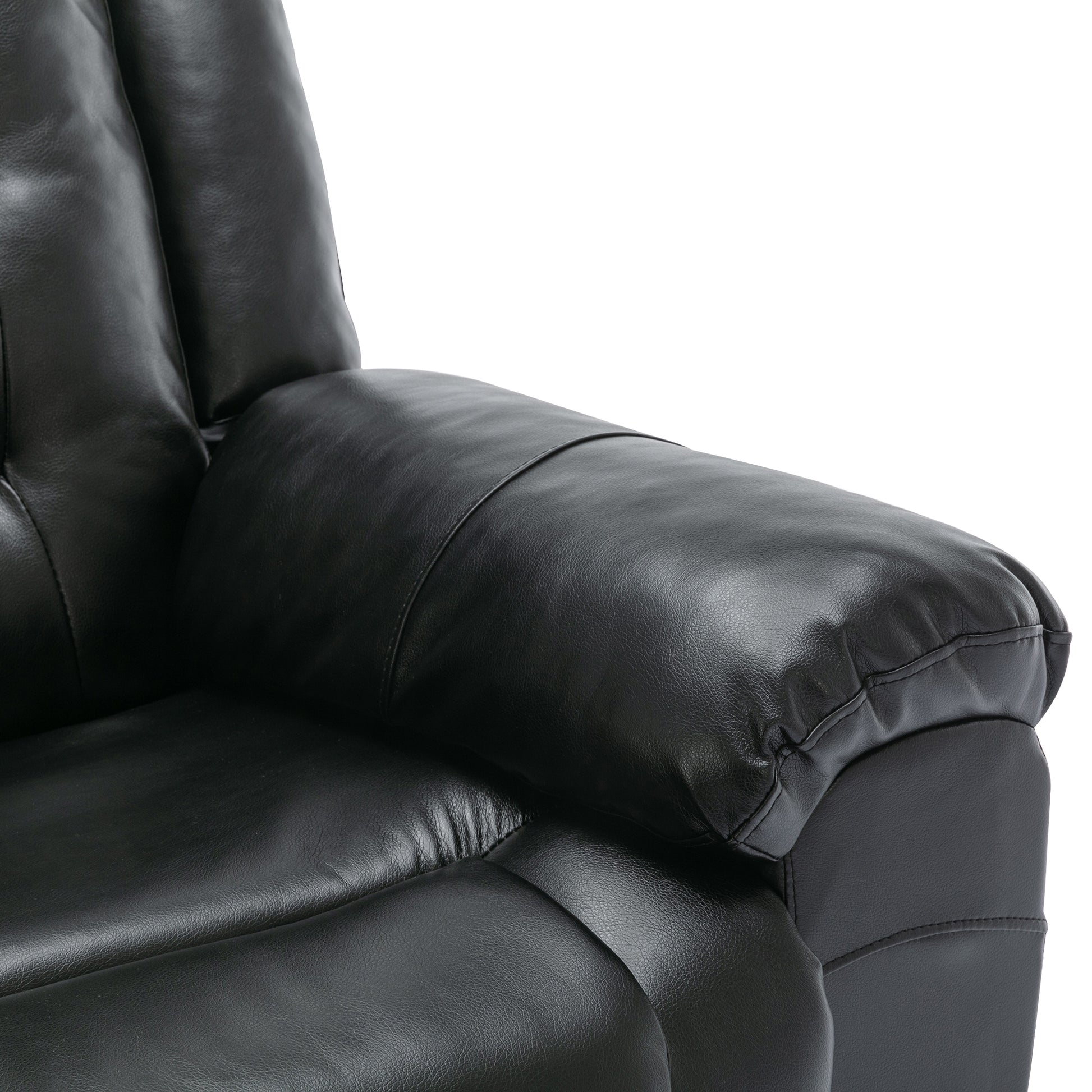 2 Seater Home Theater Recliner Manual Recliner Chair With A Storage Box And Two Cup Holders For Living Room,Bedroom, Black Old Sku:Pp302954Aab Black Foam Pu Leather