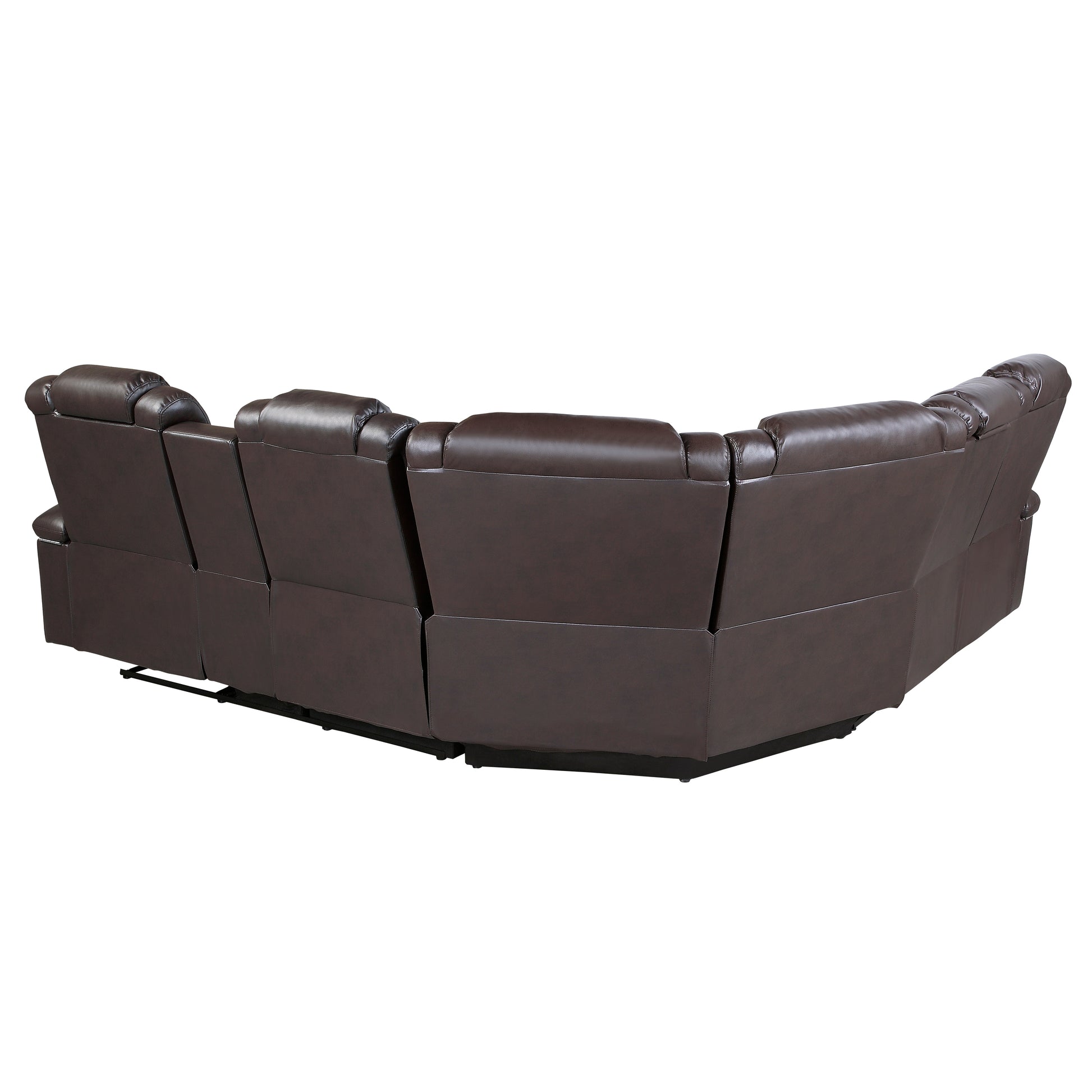 Luxury Living Room 3 Piece Power Reclining Sectional With Drop Down Cup Holders, Reading Lights, Console, Storage Arms With Cup Holders, Plush Seating, Premium Faux Leather Upholstery Dark Brown Faux Leather Wood Primary Living Space Luxury,Modern