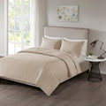 3 Piece Reversible Quilt Set Khaki Full Queen Khaki Polyester