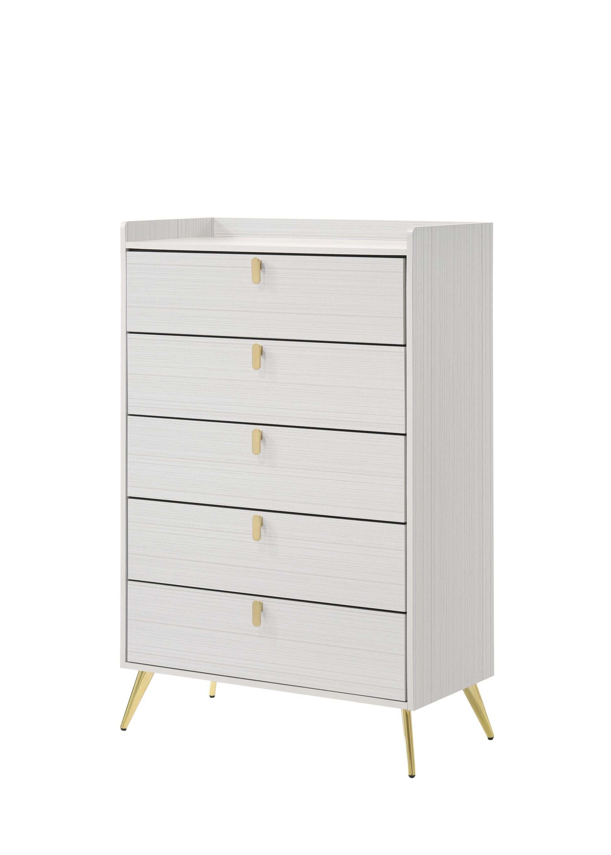 White 5 Drawer Chest With Pull Handles White Bedroom Contemporary Wood Metal