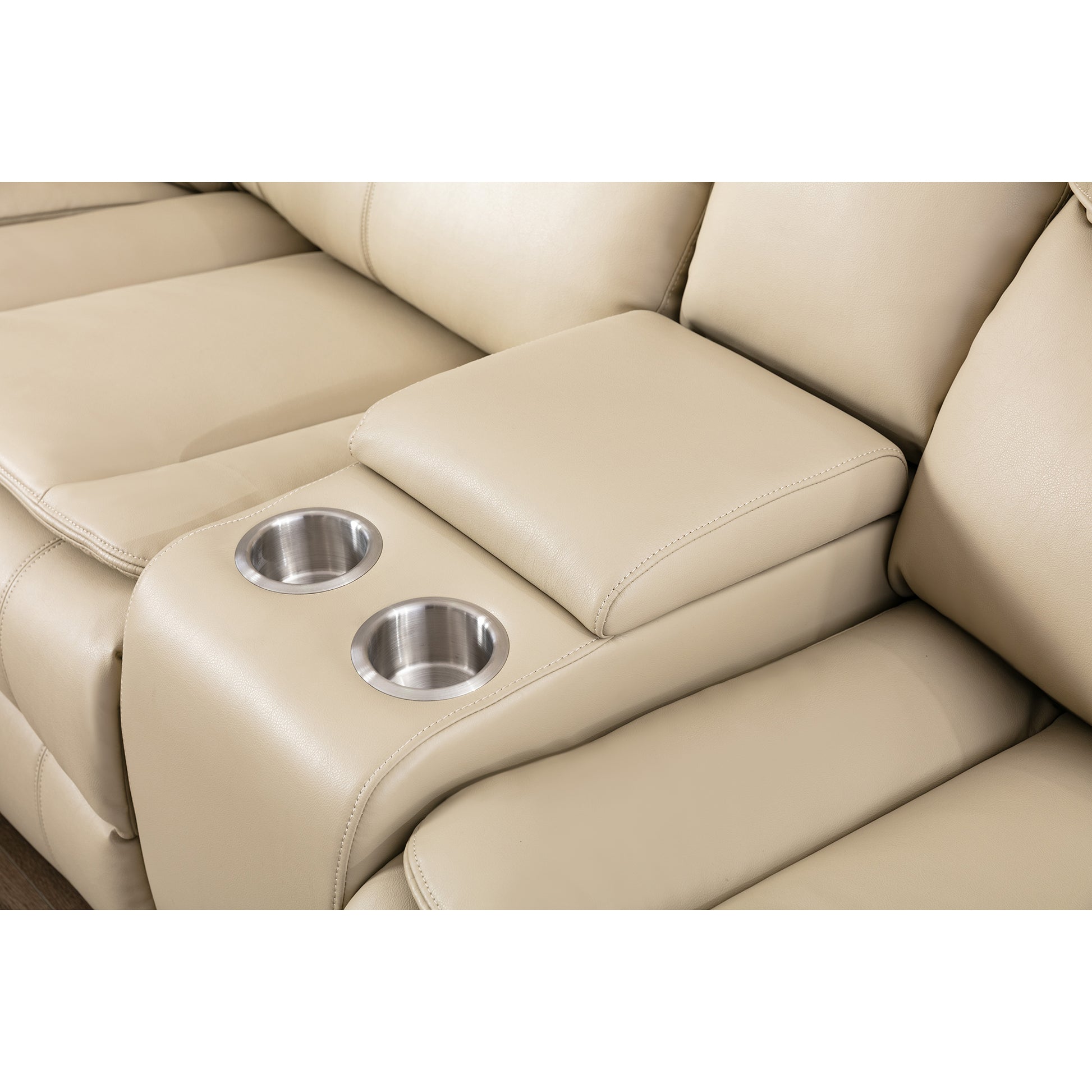 L Shapeleather Power Reclining Sectional Sofa Set With Usb Port, Left Pieces, Cream Cream Faux Leather