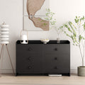 Chest Of Drawers Black Dresser6 Drawer Chest With Wide Storage, Modern Contemporary 6 Drawer Cabinet, Dresser For Bedroom Living Room Hallway Black Mdf