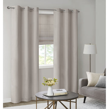 Basketweave Room Darkening Curtain Panel Pair 2 Pcs Window Panels Taupe Polyester