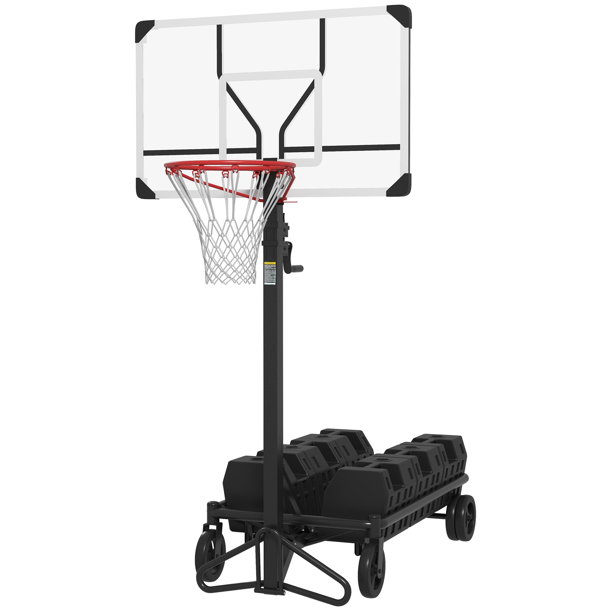 Soozier Portable Basketball Hoop, Fully Foldable Basketball Goal, 4.3 10.2Ft Height Adjustable Basketball System With 4 Wheels And Extra Wide Base For Teenagers, Youth & Adults Black Steel
