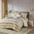 3 Piece Cotton Comforter Set Gray Yellow Full Queen Queen Gray Yellow Cotton