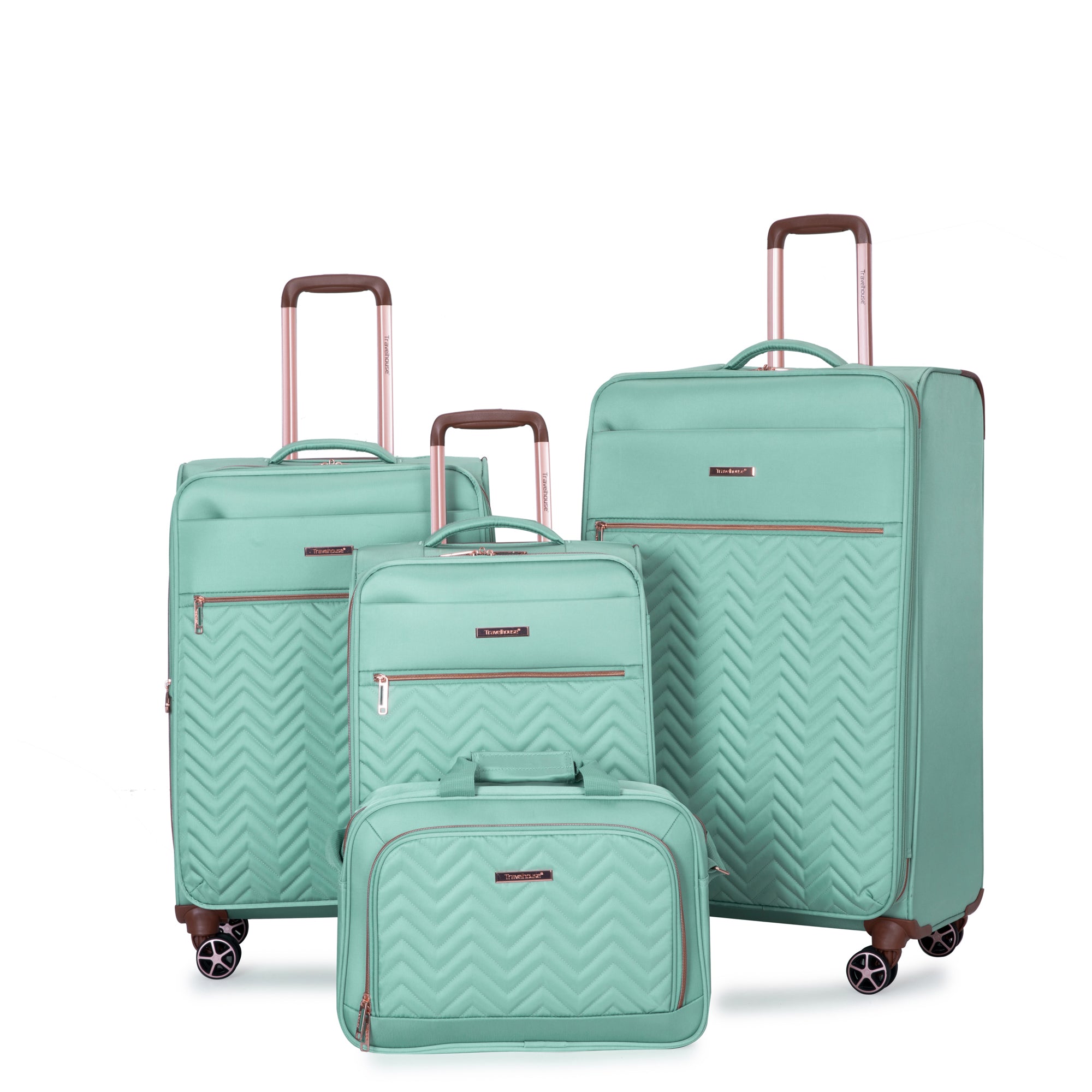 4 Piece Set 16 20 24 28 ,Softshell Suitcase Spinner Wheels Terylene Luggage Sets Carry On Suitcase Luggage Lightweight Durable Suitcase Green Green Polyester