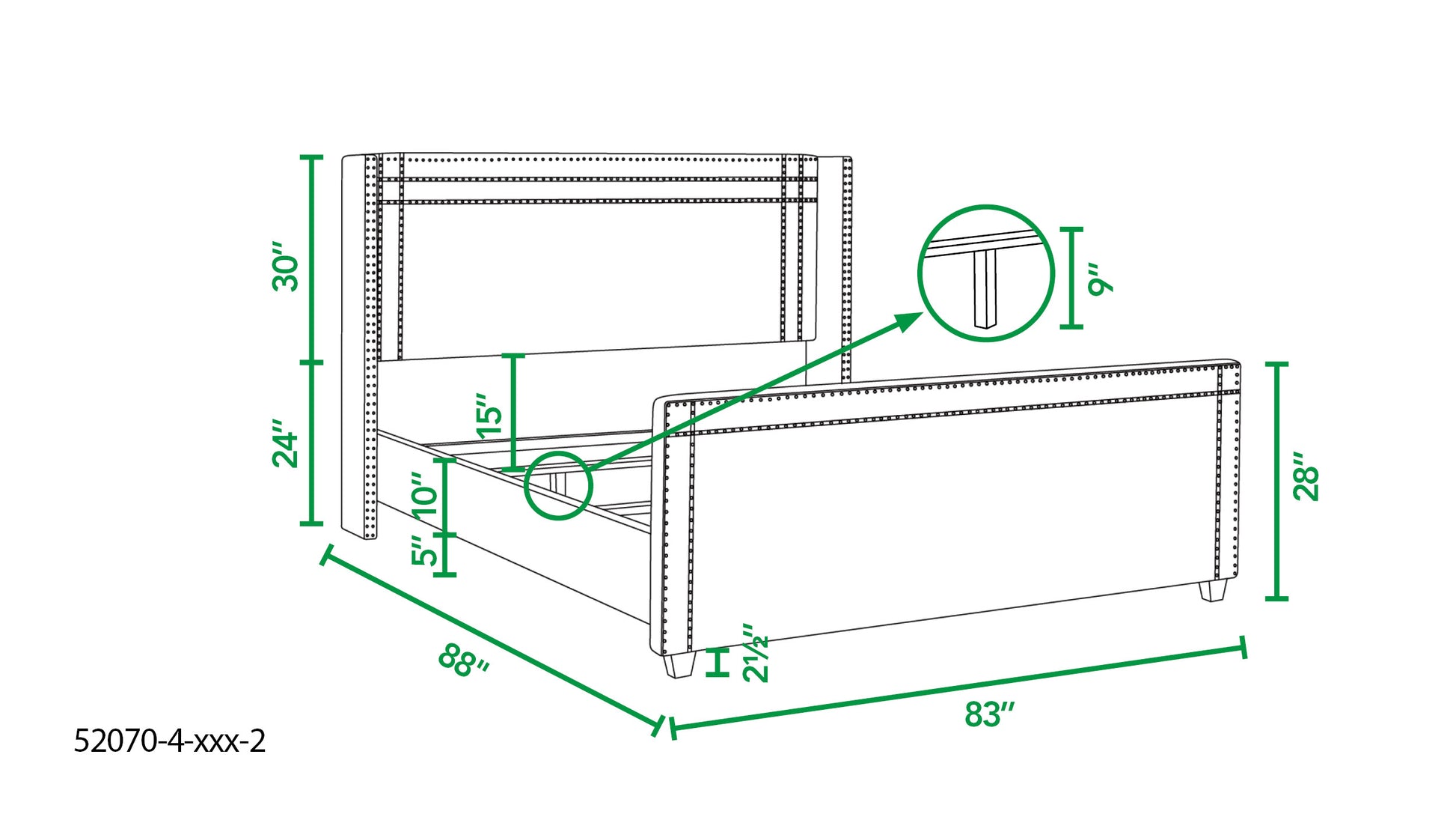 Elle Wingback Upholstered King Bed, Silver Grey Polyester Gray Polyester