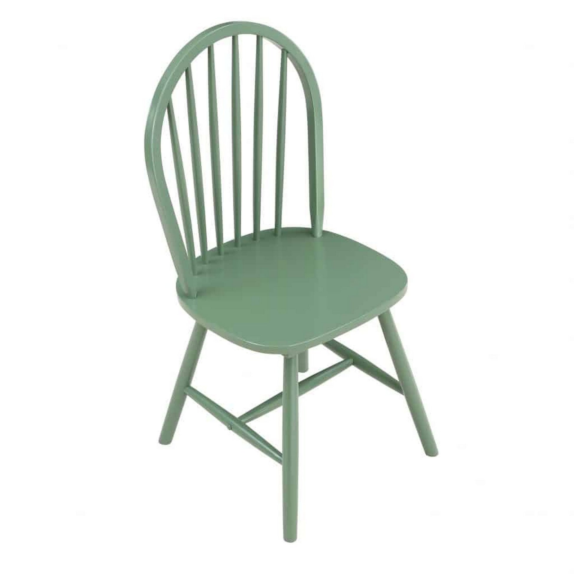 Irvin 18 Inch Modern Dining Chairs, Round Spindle Backs, Set Of 2, Green Green Solid Wood