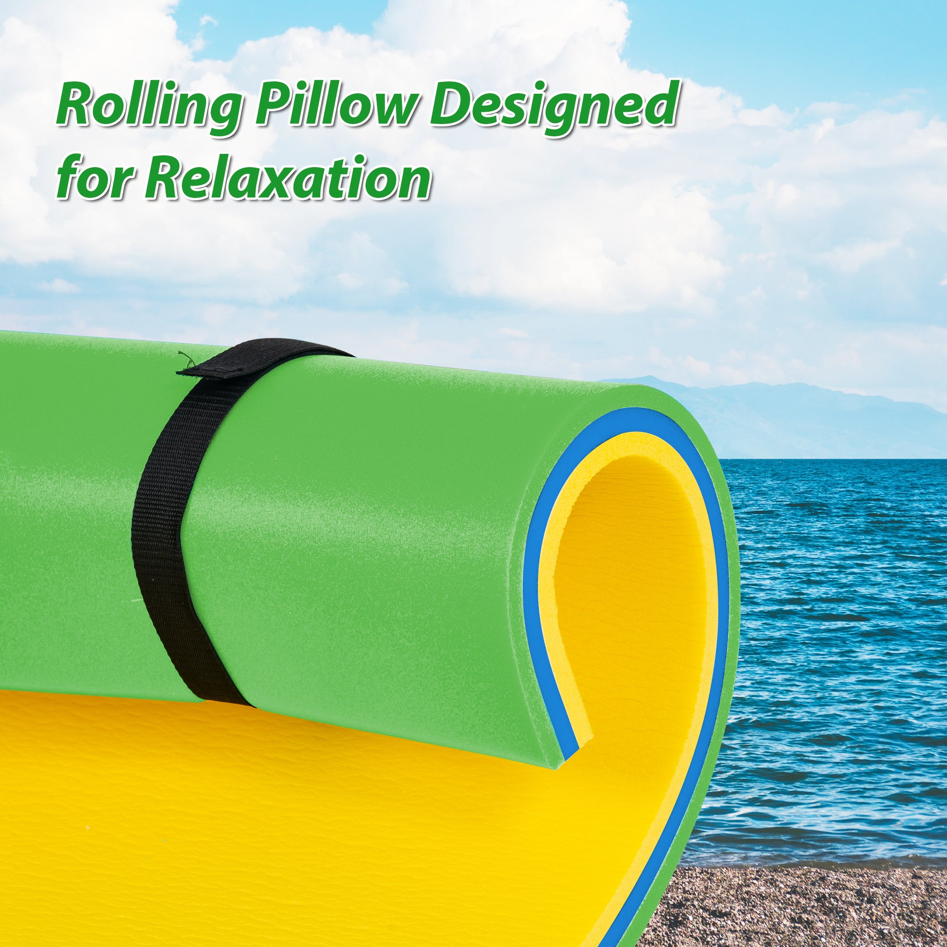 Floating Water Pad Mat, 3 Layer Tear Resistant Xpe Foam Water Floating Mat, Lily Pad For Water Recreation Pool, Lake, Beach, Ocean Yellow Hdpe