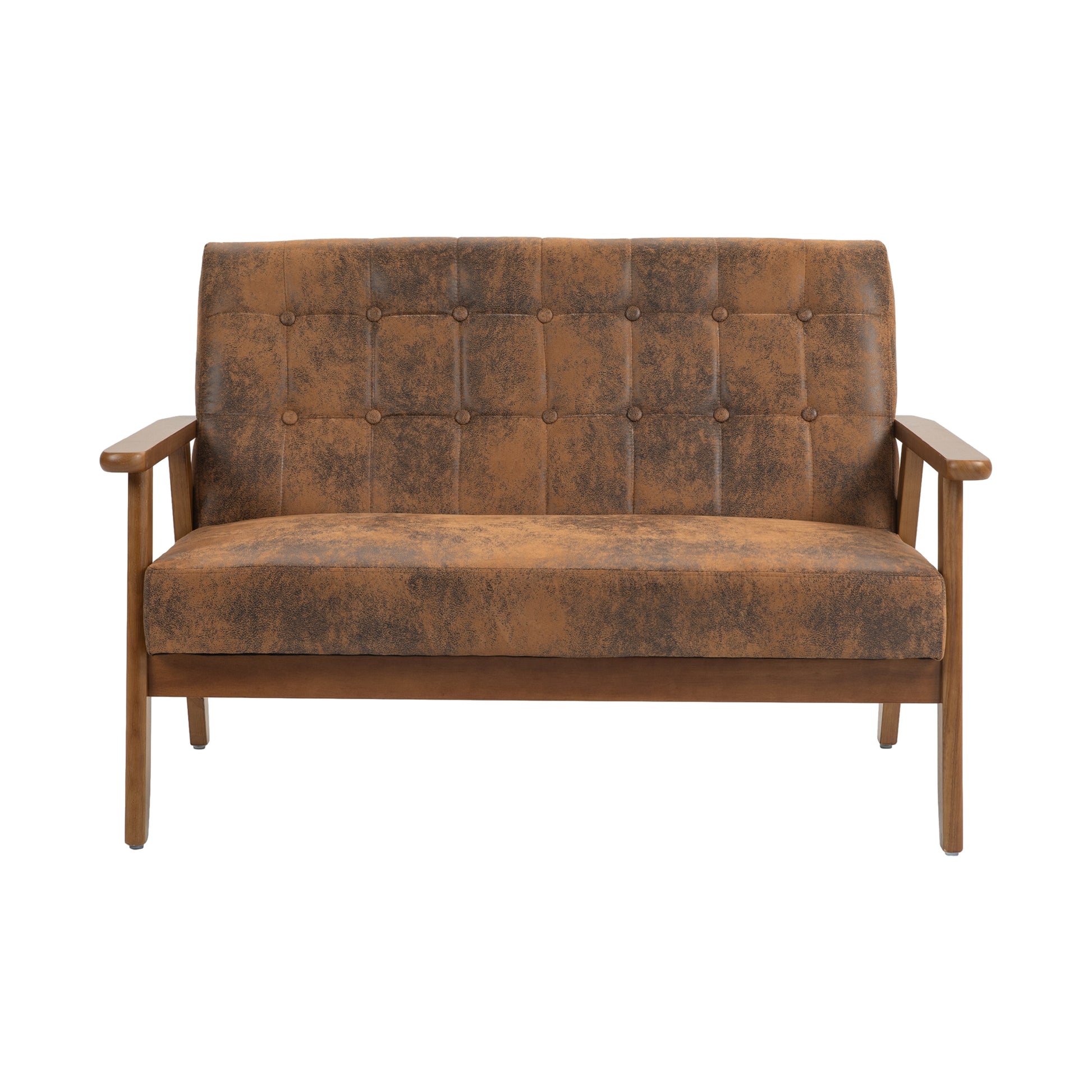 Coolmore Mid Century Modern Solid Loveseat Sofa Upholstered Microsuede Fabric Loveseat, 2 Seat Upholstered Loveseat Sofa Modern Couch Coffee Microsuede 2 Seat