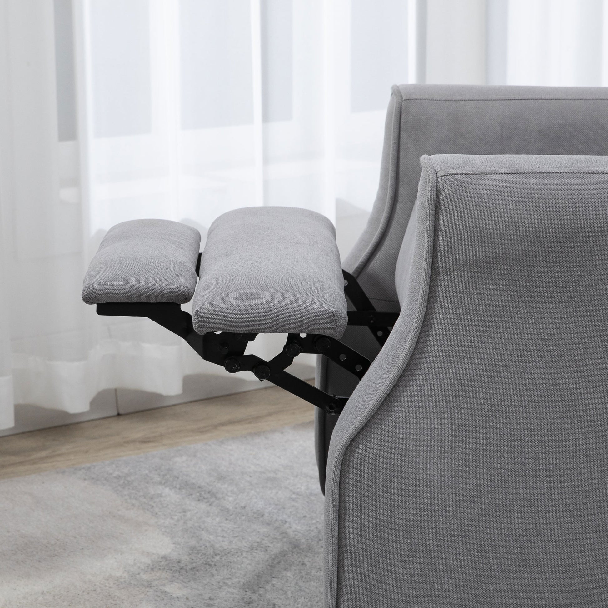 Homcom Manual Recliner Chair With Footrest, Contemporary For Living Room Light Grey Linen