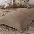 7 Piece Jacquard Comforter Set Brown Gold Queen Queen Brown Gold Polyester