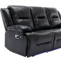 3 Seater Home Theater Recliner Manual Recliner Chair With A Led Light Strip Two Built In Cup Holders For Living Room,Bedroom, Black Black Foam Pu