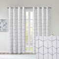 Total Blackout Metallic Print Grommet Top Curtain Panel Only 1 Pc Panel White Silver Polyester