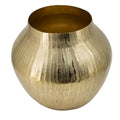 Kria 11 Inch Modern Curved Vase, Hammered Texture, Gold Aluminum Finish Gold Aluminum