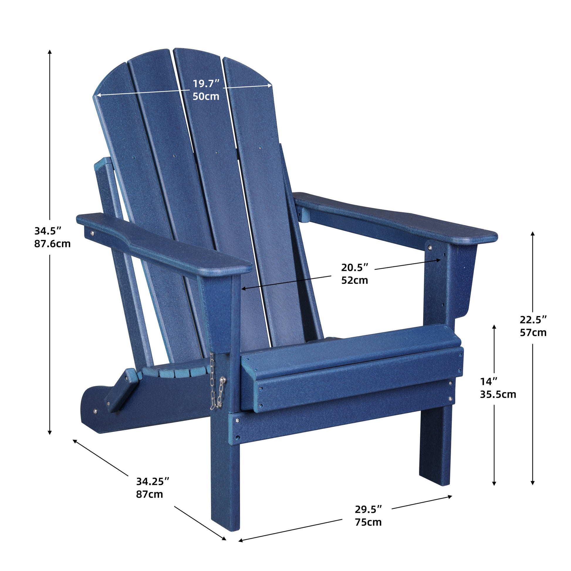 Folding Adirondack Chair, Relaxing Stackable Arm Rest Ergonomic Hdpe All Weather Adirondack Chair No Adirondack Navy Blue Uv Resistant Frame Garden & Outdoor American Design,American Traditional Complete Patio Sets Hdpe