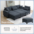 Wide Seat Corduroy Modular Sectional Sofa Bed,Sleeper Couch Set With Armrest Pillow,6 Seat Free Combination Sofa With Ottomans,Oversized Indoor Furniture For Living Room, 2 Colors Gray Corduroy 6