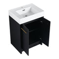 24 Inch Freestanding Bathroom Vanity With Resin Sink, With Soft Closing Door, Kd Package Black Chestnut 2 Bathroom Freestanding Modern Plywood