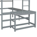 Full Size High Loft Bed With Built In Desk, Ladder Platform, Ladders, Guardrails ,Grey Full Grey Bedroom American Design Pine