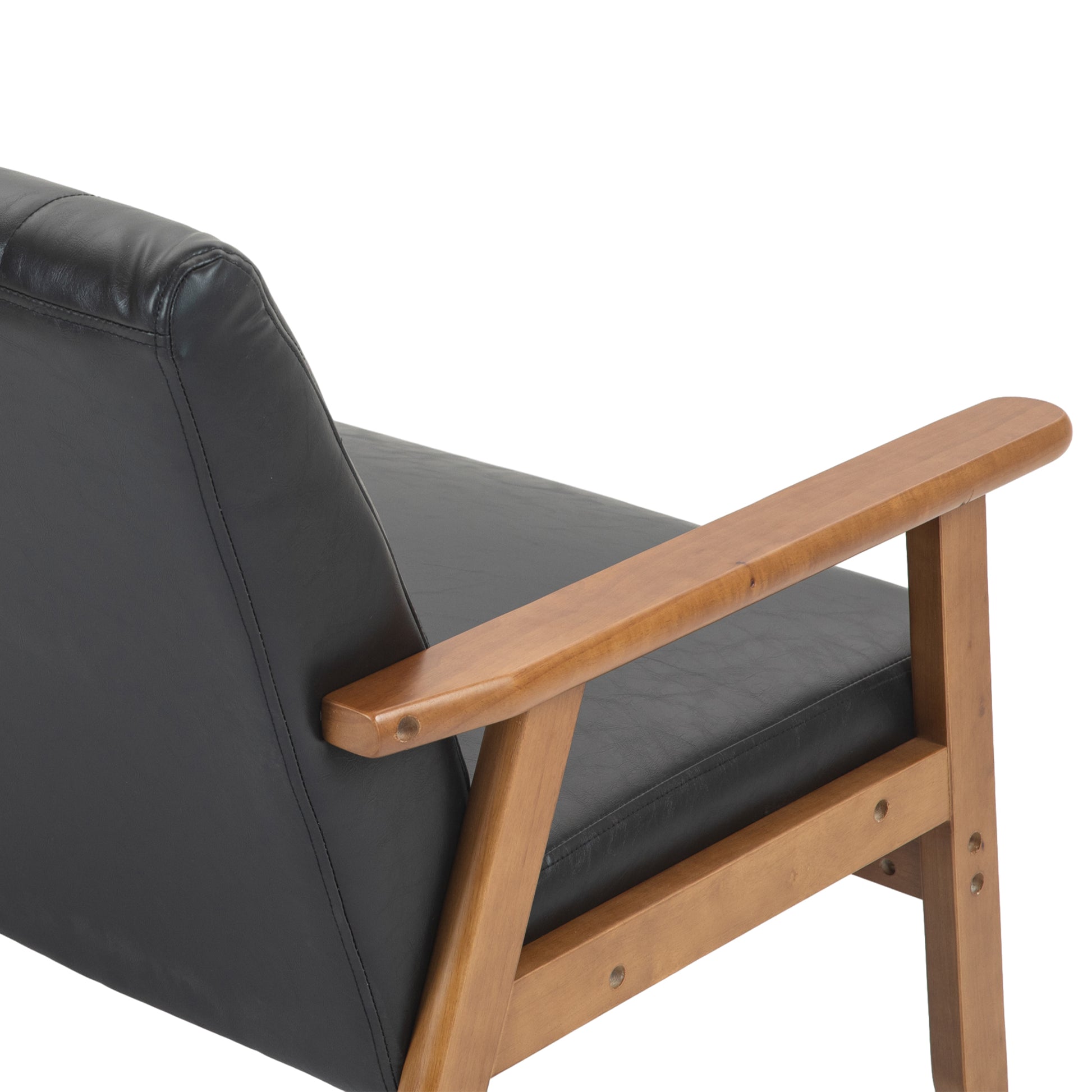 Coolmore Mid Century Modern Solid Loveseat Sofa Upholstered Pu Leather Loveseat, 2 Seat Upholstered Loveseat Sofa Modern Couch Black Pu Pu Leather 2 Seat