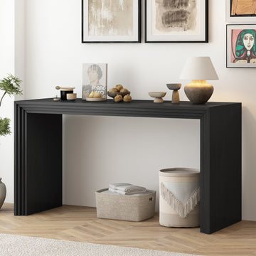 Modern Style Console Table Made Of Paulownia Solid Wood Veneer,Suitable For Foyer, Living Room, Or Entryway. Black Mdf