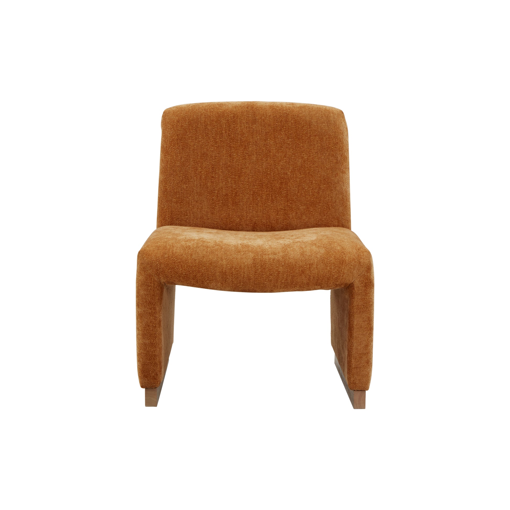 Comfy Accent Chair, Upholstered Slipper Chair, Armless Chair With Wood Legs And Soft Fabric For Living Room, Bedroom, Orange Orange Foam Wood Fabric