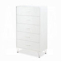 White 5 Drawer Chest With Single Handles White Bedroom Contemporary Particle Board Mdf