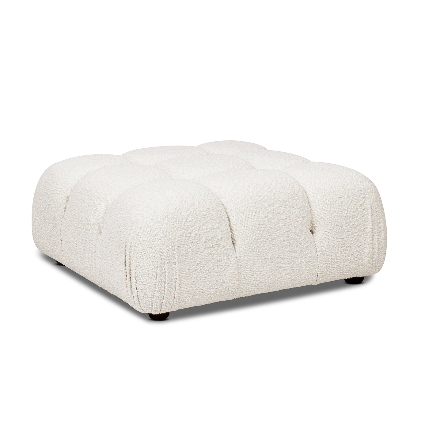 Marcel 36" Bubble Modular Modern Cocktail Ottoman, Ivory White Boucle White Foam Boucle