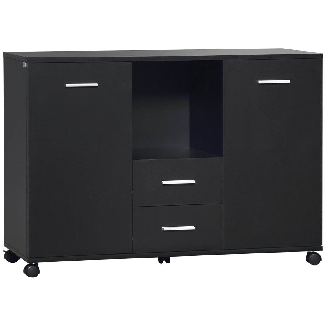 Vinsetto Multifunction Office Filing Cabinet Printer Stand With 2 Drawers, 2 Shelves, & Smooth Counter Surface, Black Black Particle Board